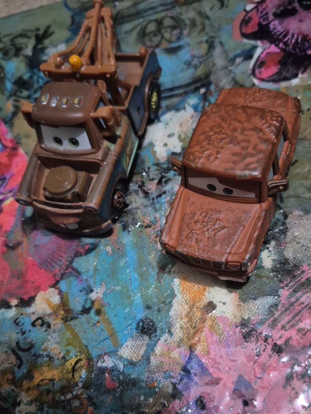 Rusty Tow Truck and Companion Car Toy Set - Brown Kids Vehicles